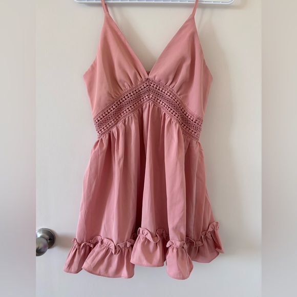 Pink Ruffle Hem Mini Dress – Size S - Picture 2 of 11